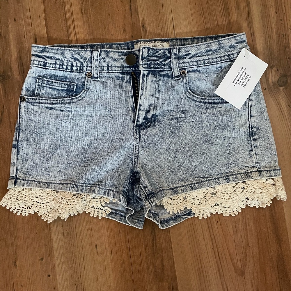 Denim with lace shorts